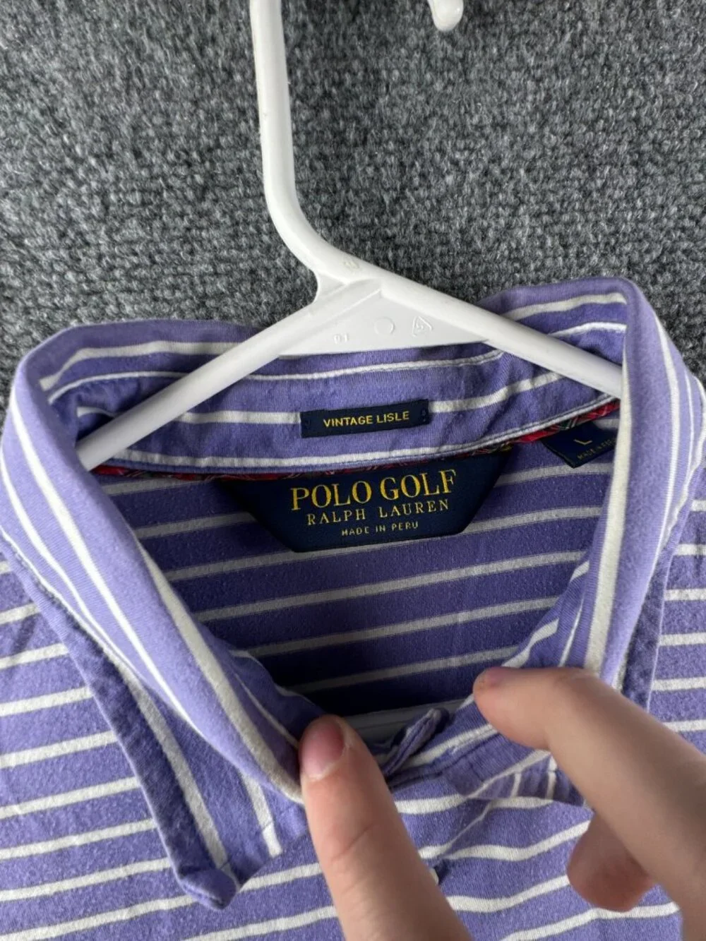 Polo Golf Ralph Lauren Vintage Lisle Purple Striped Valhalla Golf Club Large KY
